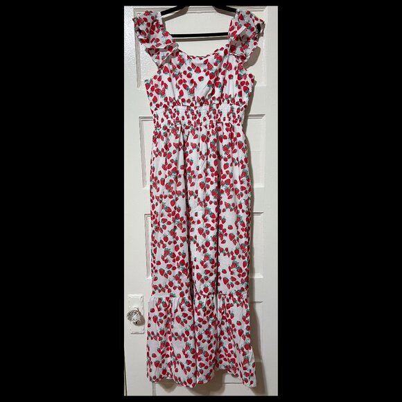 Betsey Johnson Strawberry Fields Cottagecore Smocked Maxi Dress Large NWT - Picture 3 of 3